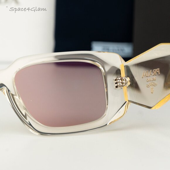BRAND NEW Prada PR17WS 19X30N Clear Champagne Platino Mirror Unisex Sunglasses - Picture 9 of 9